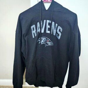Baltimore Ravens NFL Blackout Team Logo Pullover Hoodie Size XL